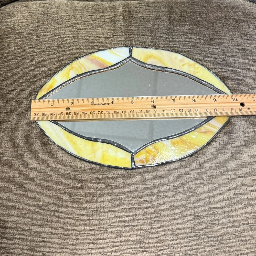 Vintage Yellow Stained Glass Accent Wall Mirror